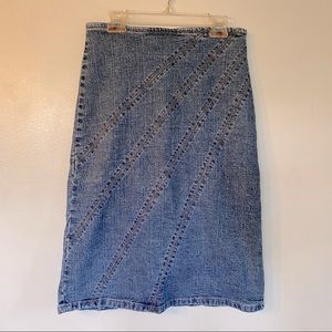Retro Vibes Groovy Denim Pencil Skirt